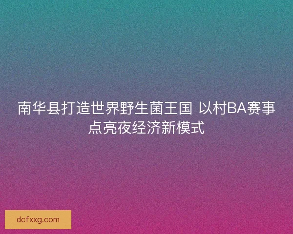 南华县打造世界野生菌王国 以村BA赛事点亮夜经济新模式
