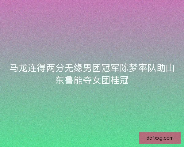 马龙连得两分无缘男团冠军陈梦率队助山东鲁能夺女团桂冠